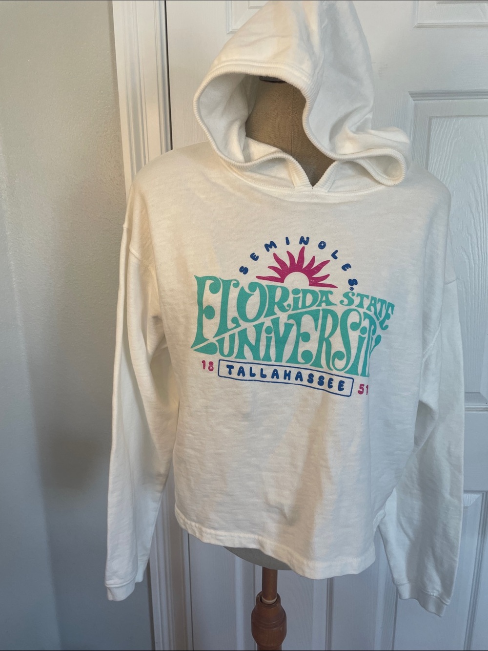 Florida State University Women's White pullover Hoodie sweatshirt size M nwts